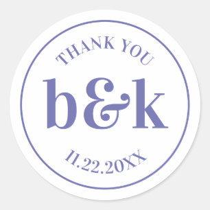 Adesivo Casamento de PURPLE das Iniciais Mínimas Modernas