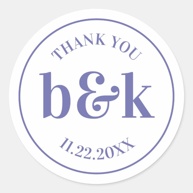 Adesivo Casamento de PURPLE das Iniciais Mínimas Modernas  (Frente)