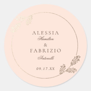 Adesivo Casamento de Quadro Botânico Dourado Moderno Blush