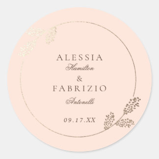 Adesivo Casamento de Quadro Botânico Dourado Moderno Blush