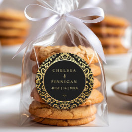 Adesivo Casamento de quadro de ouro elegante