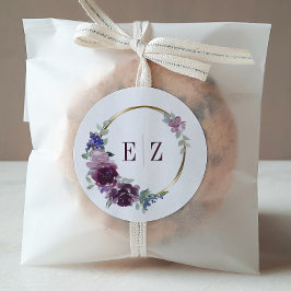 Adesivo Casamento de Quadro Dourado de Boho Floral Roxo Mo