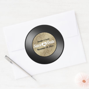 Adesivo Casamento de Registro de Vinil Retro Salvar a Data