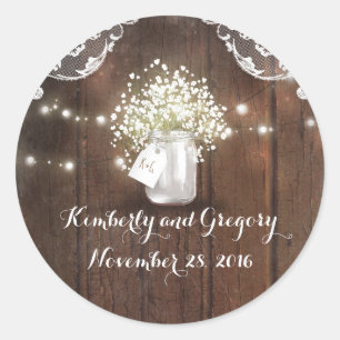 Adesivo Casamento de Respiração do Bebê de Mason Jar Light