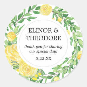 Adesivo Casamento De Rosa Amarela, Agradeço