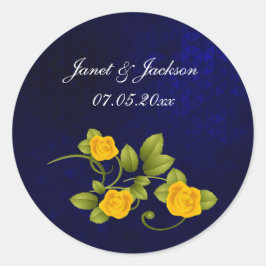 Adesivo Casamento de Rosa Amarelo e Azul Escuro