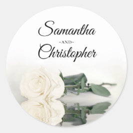 Adesivo Casamento de Rosa Branca de Marfim Espelhada Elega