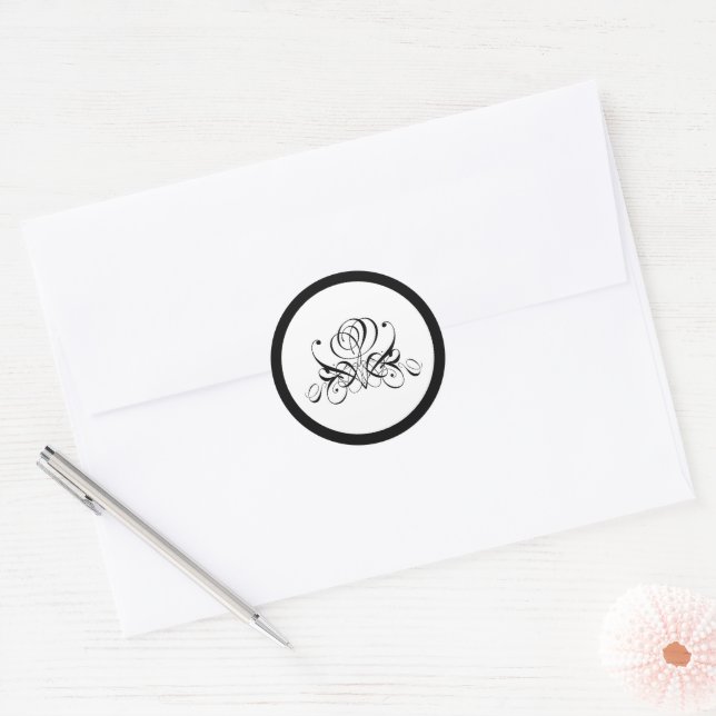 Adesivo Casamento de Rosa preto para caligrafia (Envelope)