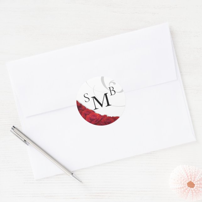 Adesivo Casamento de Rosa vermelha florescente (Envelope)