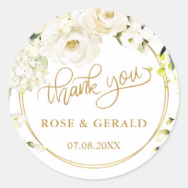 Adesivo Casamento de Rosas Brancas Obrigado Clássico Vara