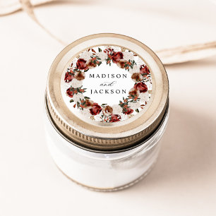 Adesivo Casamento de Rosas Burgundy Rústico e Marfim