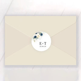 Adesivo Casamento de Rosas marinhos Azul e Brancas