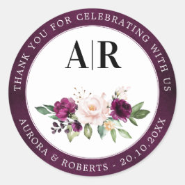 Adesivo Casamento De Rosas Rosa Pregadas Púrpura Obrigado 