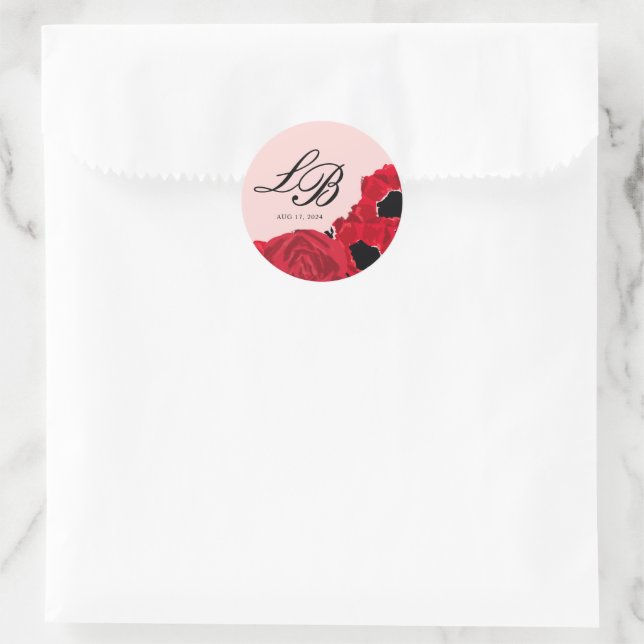 Adesivo Casamento de Rosas Vermelhas Abstratas e Papoulas (Bolsa)