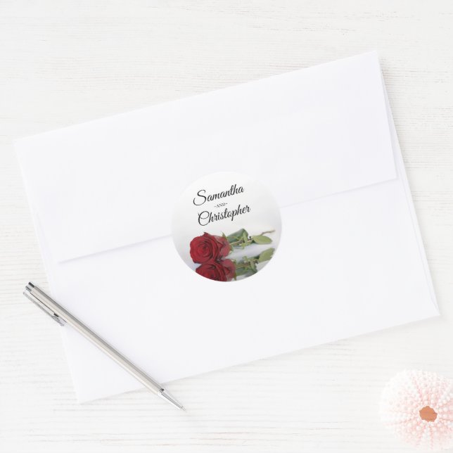 Adesivo Casamento de Rosas vermelhas Espelhada Elegante (Envelope)