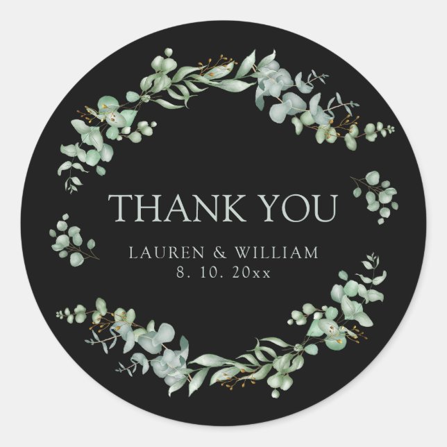 Adesivo Casamento de Sage Negra Moderna - Greenery - Obrig (Frente)