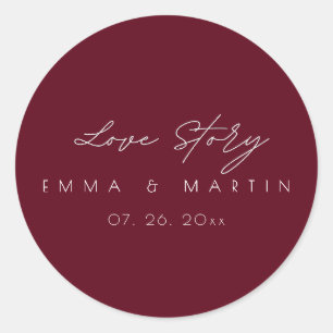 Adesivo Casamento de Script Burgundy Elegante e moderno