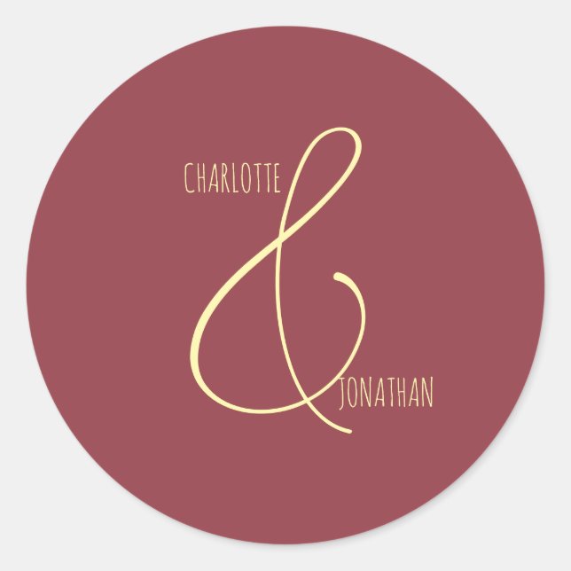 Adesivo Casamento de Script de Caligrafia Elegante Chic Mi (Frente)