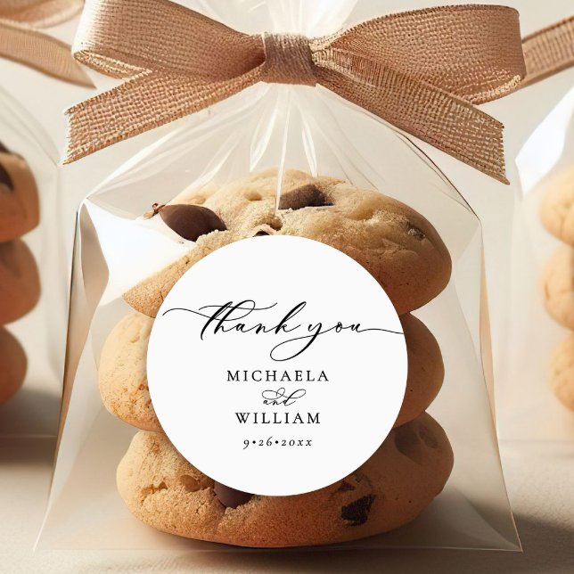 Adesivo Casamento de Script de Caligrafia Manuscrito Elega (Criador carregado)