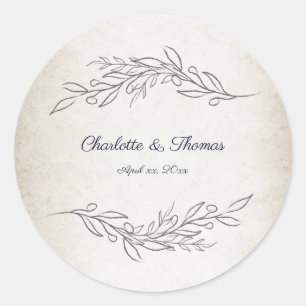 Adesivo Casamento de Script de Folhas Suaves Elegantes