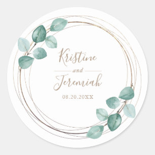 Adesivo Casamento de Script Dourado Moderno Eucalyptus Wat