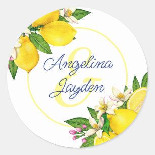 Adesivo Casamento de Script Elegante de Verão Amarelo Lemo