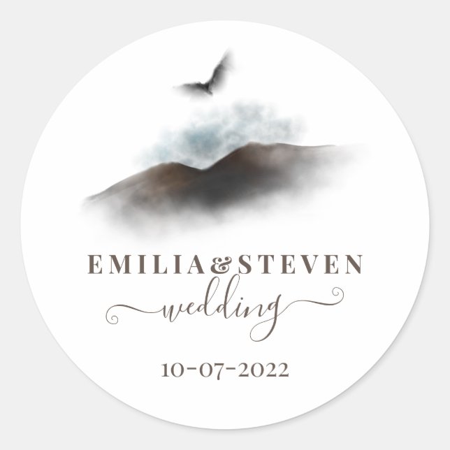Adesivo Casamento de Script Elegante Watercolor Eagle Moun (Frente)