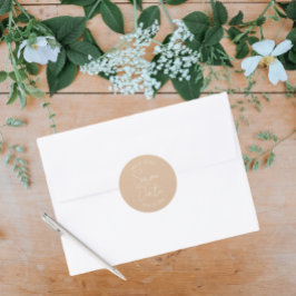 Adesivo Casamento de Script Estilizado Beige Salve a Data