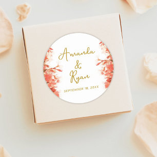 Adesivo Casamento de Script Floral de Laranja Oleander Flo