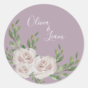 Adesivo Casamento de Script Floral Elegante de Lavanda Dus