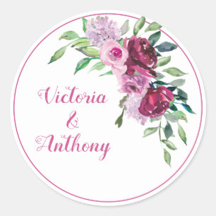 Adesivo Casamento de Script Floral Rosa Elegante