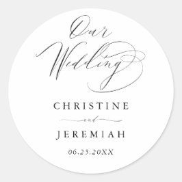 Adesivo Casamento de Script Moderno Branco Negro Simples
