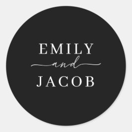 Adesivo Casamento de Script Preto e Branco Minimalista Mod