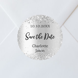 Adesivo Casamento de script Silver Salve a Data