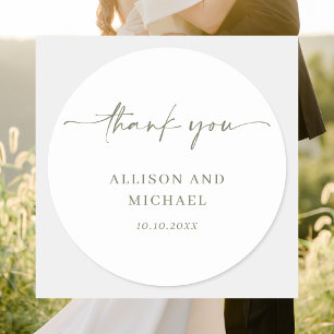 Adesivo Casamento de Script Verde Sage Moderno e Simples