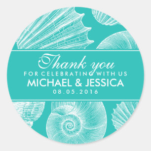 Adesivo Casamento De Selo Azul Turquesa Obrigado Sticker