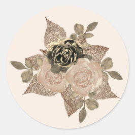 Adesivo Casamento de Sepia com Glitter Dourado Floral de W