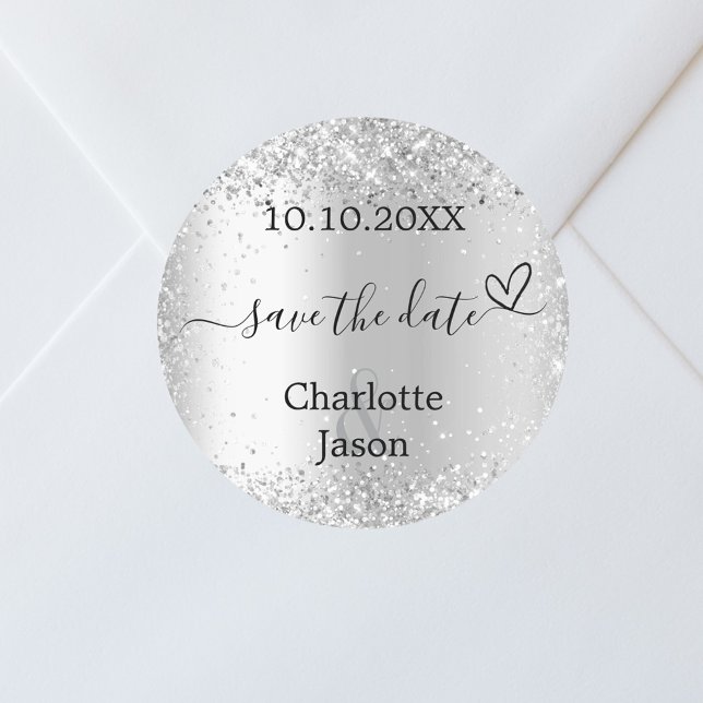Adesivo Casamento de Silver Boho Salvar Data (Criador carregado)