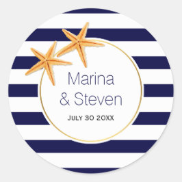 Adesivo Casamento de Starfish e stripes marinho da praia a