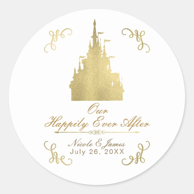 Adesivo Casamento de Storybook com a Princesa Gold Foil (Frente)