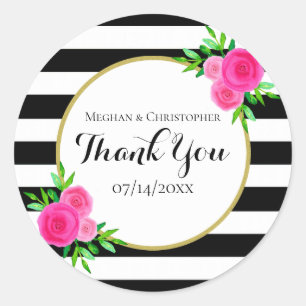 Adesivo Casamento De Stripes Florais Modernas De Watercolo