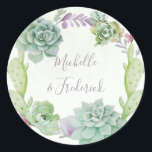 Adesivo Casamento de Succulents de Cactus Desert Watercolo<br><div class="desc">Vinhetas de Casamento de Arte com Aquarela com tipografia elegante personalizável para seus detalhes de evento.</div>