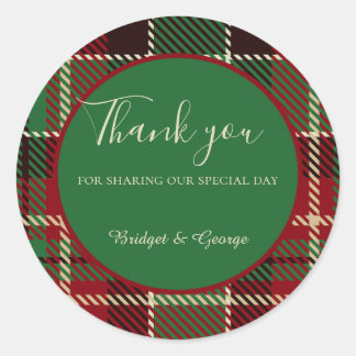 Adesivo casamento de tartan celta escocês vermelho-verde