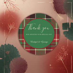 Adesivo casamento de tartan celta escocês vermelho-verde