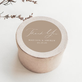 Adesivo Casamento de Taupe Moderno Elegante Obrigado