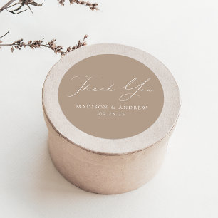 Adesivo Casamento de Taupe Moderno Elegante Obrigado
