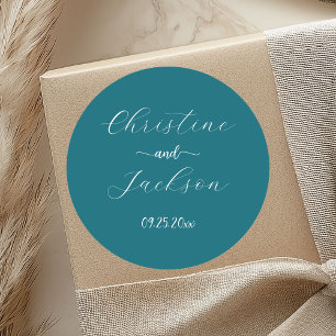 Adesivo Casamento de Teal Azul com Script Elegante
