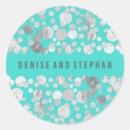 Adesivo Casamento de Teal e Silver Confetti