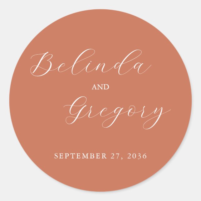 Adesivo Casamento de Terracotta Elegant Script Calliografi (Frente)