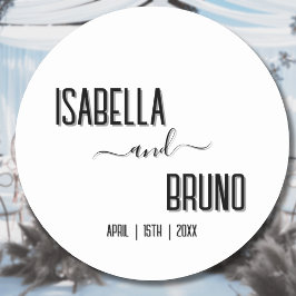 Adesivo Casamento de Texto Personalizado Preto Moderno e N